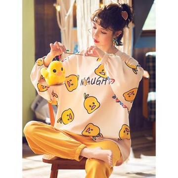 睡衣女士純棉春秋季長袖薄款套裝卡通可愛可外穿2024年新款家居服