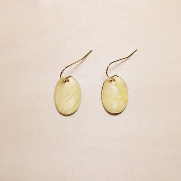 復古黃滴釉橢圓耳環