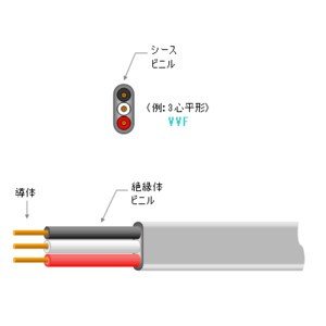 VVF ケーブル　黒白赤