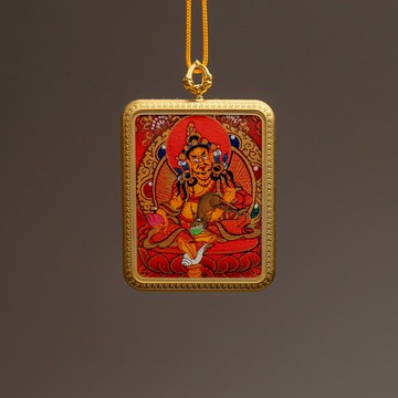 財神詹巴拉佛教吊墜 – 正宗手工唐卡藝術