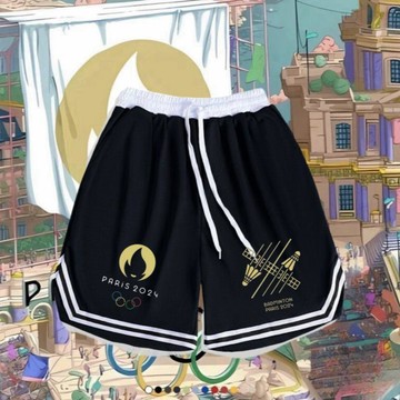 臺灣出貨 新款羽毛球短褲速乾透氣印花男女寬鬆運動褲五分褲健身短褲 五分褲 男短褲 運動短褲 夏季短褲訓練褲