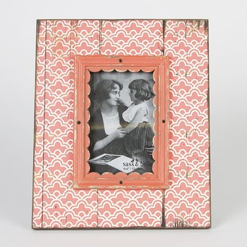 英國 摩洛哥圖騰設計 復古桌上木頭直立型4x6相框(紅色) 適用送禮/佈置/婚禮--現貨