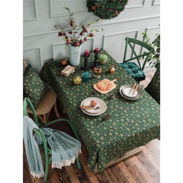 圣誕綠色桌布紅色碎花日式印花棉麻北歐餐桌布蓋布茶幾長方形輕奢