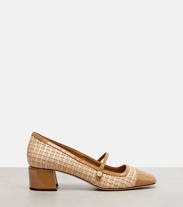 Jimmy Choo Elisa 45 raffia-effect Mary Jane pumps