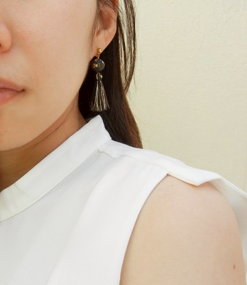 *coucoubird*黑色金蔥流蘇耳環