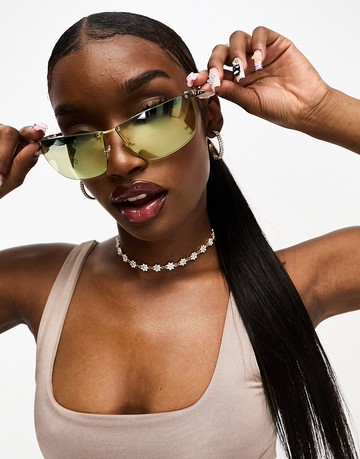 Le Specs Y20K rimless sunglasses in gold & navy