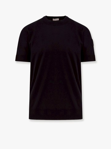 Silk and cotton sweater with logo patch - MONCLER - gender_Man