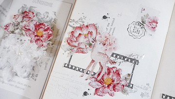 花鹿小徑 透明PET膠帶 輕復古風 花與鹿