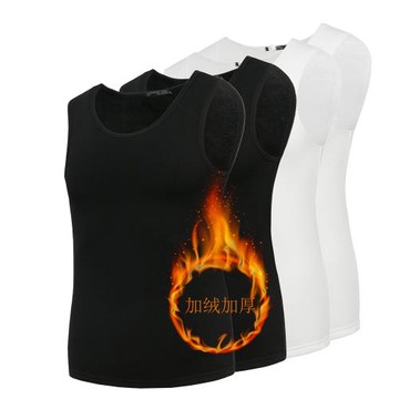 2件】加絨加厚保暖背心男士毛坎肩秋冬季內穿緊身馬甲打底衫修身