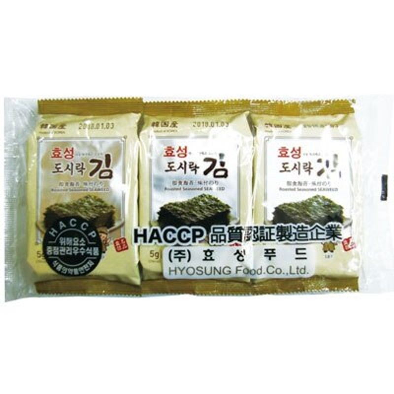 韓国海苔　ヒョソンのり味付けのり(弁当用10枚ｘ3個)　韓国食材　韓国食品　韓国のり　韓国料理　LINEショッピング