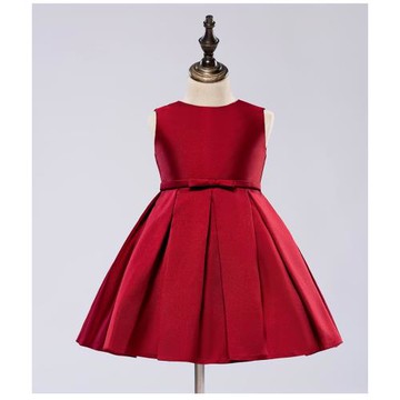 兒童禮服女童高端生日短款紅色婚紗花童走秀公主裙六一鋼琴演出服