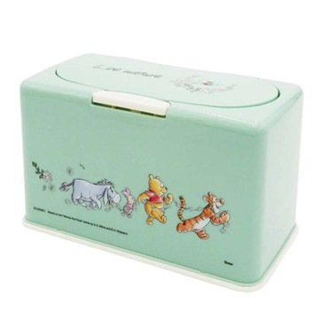 小禮堂 小熊維尼 方形按壓彈蓋口罩盒 (綠雛菊款) 4973307-567599