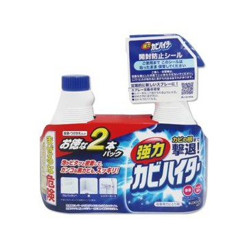 (1+1超值組)日本KAO花王-浴室免刷洗5分鐘瞬效強力拔除霉根鹼性濃密泡沫清潔劑400ml噴霧瓶+400ml補充瓶(磁磚凹縫淋浴軟管防霉除水垢)