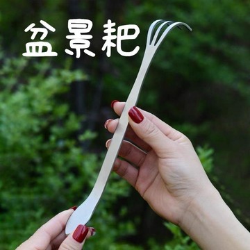 🛒臺灣出貨🏵️園藝盆景耙 耙子 園藝工具 鬆土 鋤草 加厚 不銹鋼 雙頭 壓土JMPO