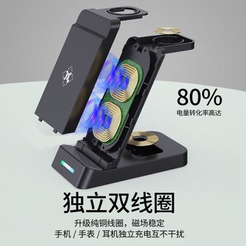 三合一無線充電器適用蘋果iphone15/14專用magsafe磁吸13折疊apple watch手表airpods耳機手機多功能快充底座