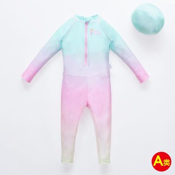 女大童長袖連體游泳衣女孩初中生速干沙灘防曬韓版長褲美人魚泳衣