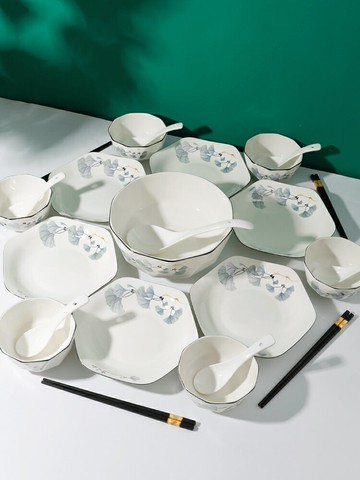 北歐風碗碟套裝盤子菜盤家用新款拼盤套裝陶瓷餐具組合高顏值