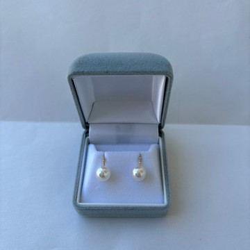 8mm 日本 Akoya 海水珍珠 18K金 鑽石 耳環 近無瑕 付鑑定書