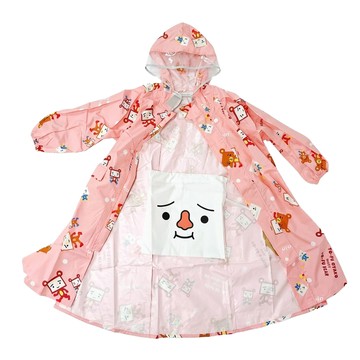 FAIRRAIN 飛銳 親子豆腐熊寶貝前開式雨衣 兒童款 FR-T604A-PI-1-M  粉色  M(衣長85cm)