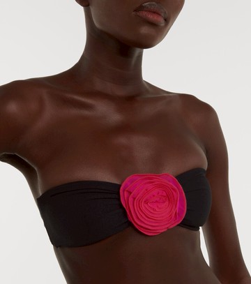 Same Rose applique bandeau bikini top