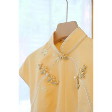 2025新款高端精致改良旗袍年輕款高端氣質黃色連衣裙子女夏季長裙