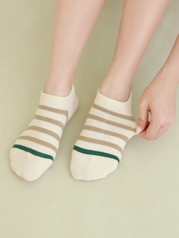 台灣製撞色細條紋直角隱形短襪(加大)