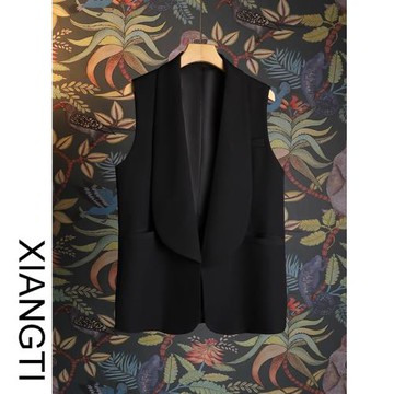 XT西裝馬甲女新款2025時尚百搭氣質黑色韓版洋氣職場ol坎肩背心