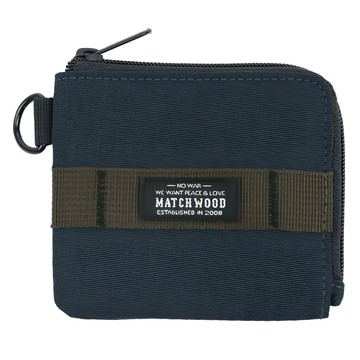 Matchwood 拉鍊短夾 YKK拉鍊 尼龍帆布  11 x 10 x 1cm  海軍藍