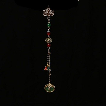 旗袍原創2024女女士復古新款妝胸胸流蘇漢服壓襟掛件古風