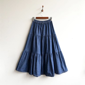 【蛋植物古著】層疊遊行高腰牛仔古著蛋糕裙