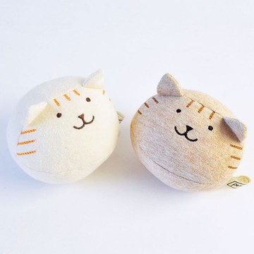 Y-1292 100%有機棉球帶鈴貓貓系列日本製貓