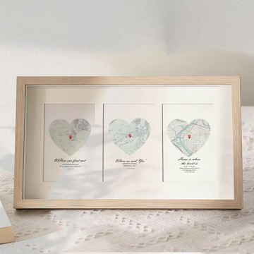 三顆心的旅程地圖 【客製化禮物】|生日禮物|週年紀念|結婚|情人