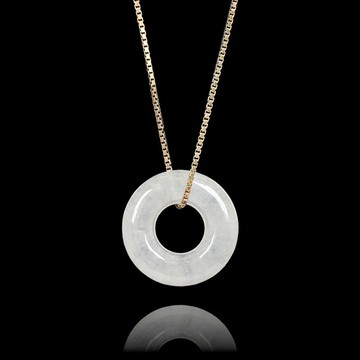 【正佳珠寶】翡翠 高品冰種白清綠 甜甜圈 天然A貨翡翠吊墜 925銀