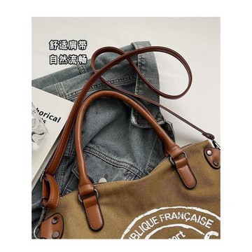 手提帆布包包女式2024新款潮時尚韓國字母托特包休閑大容量通勤包
