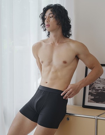 莫代爾透氣四角內褲(貼身款)- 黑