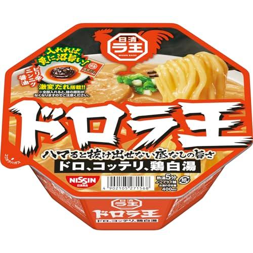 日清食品 日清ドロラ王 ドロ、コッテリ、鶏白湯 [ピリ辛ニンニク醤油たれ付] 130g ×12個