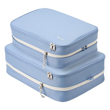 Branden 第二代旅行用體積縮小衣物壓縮袋組 2件組  M + L  天空藍