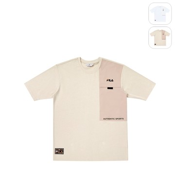 【FILA】中性 短袖圓領T恤-卡其 1TEY-5413-BG