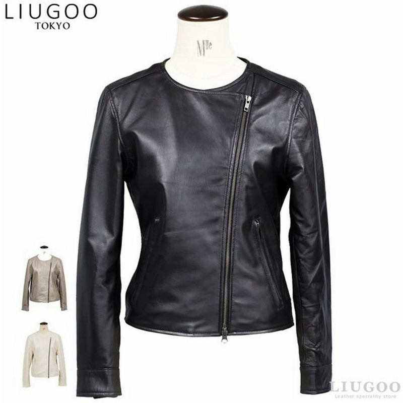Liugoo 本革 ノーカラーダブルライダースジャケット レディース リューグー Drn01lb レザージャケット ブルゾン アウター Ap 通販 Lineポイント最大0 5 Get Lineショッピング