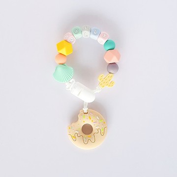 客製化 27公分 MOLLY 貝殼 仙人掌 米色甜甜圈固齒器