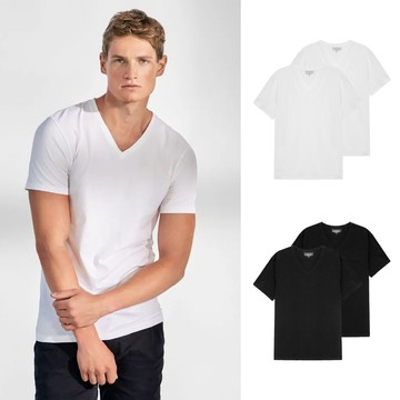 Bread＆Boxers 兩件組 V-Neck 有機棉男用Ｖ領Ｔ(白/黑) 素t 短t 素面 禮盒 送禮 情人節