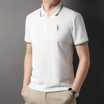 夏季休閑polo衫男絲光棉短袖t恤韓版男裝翻領薄款純色半袖體恤潮