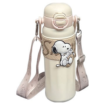 優貝選 SNOOPY 史努比大容量316不鏽鋼多用途咖啡杯/辦公杯/水壺/保溫杯 吸管/直飲兩用  1個  580ml  淺咖色