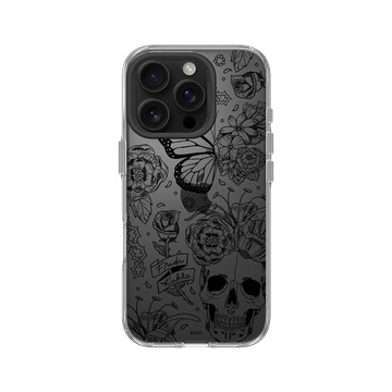 iPhone 16 Pro Clear 透明 - Frida Kahlo - 花骨骷顱頭（素描）