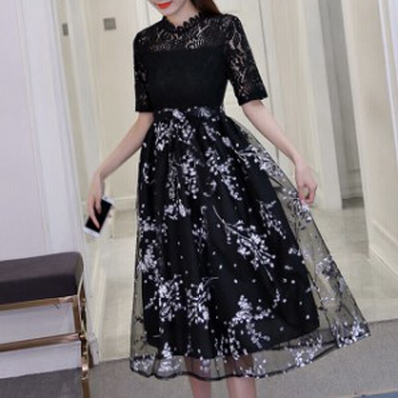 ドレス ワンピース パーティードレス 結婚式 ワンピース 黒ドレス 10代 代 30代40代 フォーマル お呼ばれ ミモレ丈 カラードレス キレ 通販 Lineポイント最大1 0 Get Lineショッピング