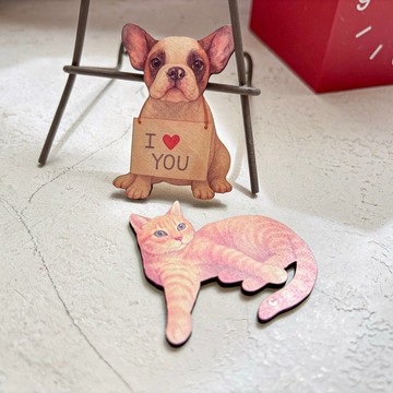 【花盅加購】寵物紀念似顏繪木質插畫牌  -需另搭配花盅加購