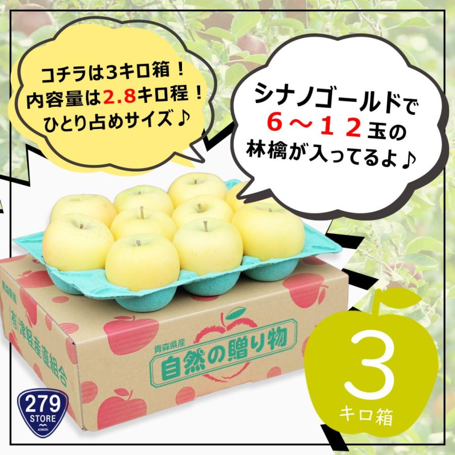 只今発送中！産地直送♪ シナノゴールド A品 3キロ箱 6〜12玉 内容量 約2.8キロ 津軽産直組合直送 津軽りんご 青森県産