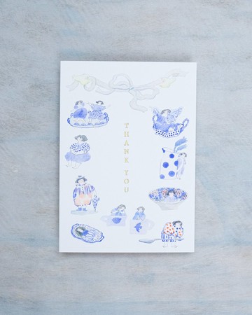 心意卡 - 藍色的 | 感謝卡 | 水彩女孩插畫 | dodolulu