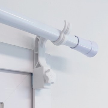 Kamsungnamja 白色免打孔環扣版本4 2個 + 白色窗簾桿 6尺組  90~170cm  白色