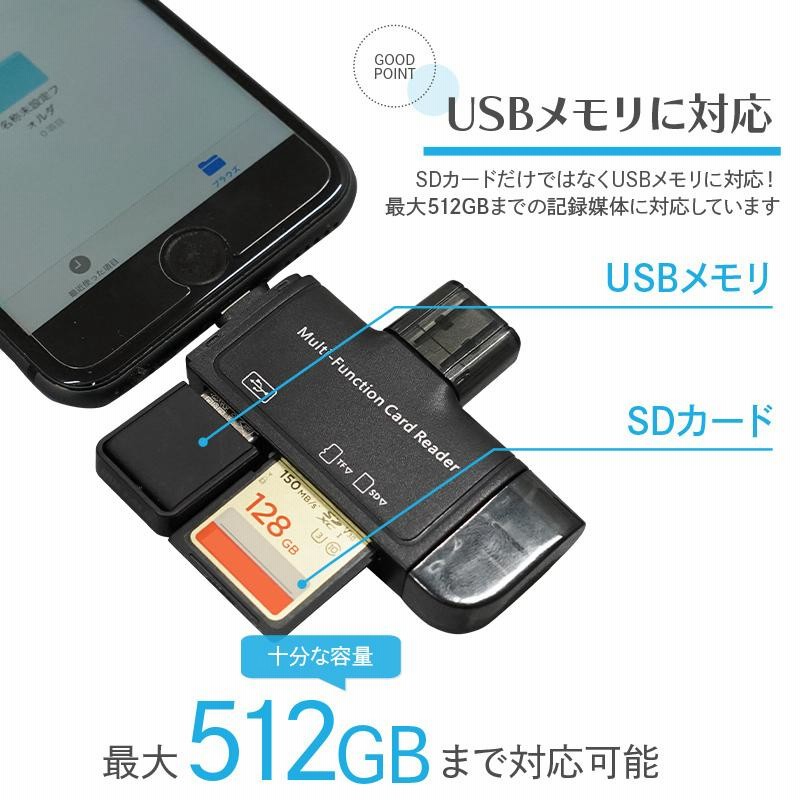 大大特価】iPhone iPad SDカードリーダー usb 3.0 type c iphone バックアップ 高速 マルチカードリーダー  メモリーカード 転送 写真 音楽 4in1 通販 LINEポイント最大0.5%GET LINEショッピング